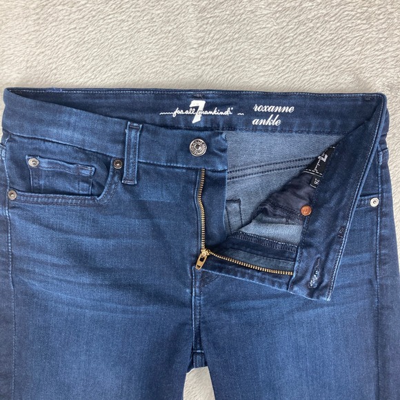 7 For All Mankind Roxanne Ankle Jeans Womens Size 28 Dark Wash Straight Leg - Picture 8 of 16